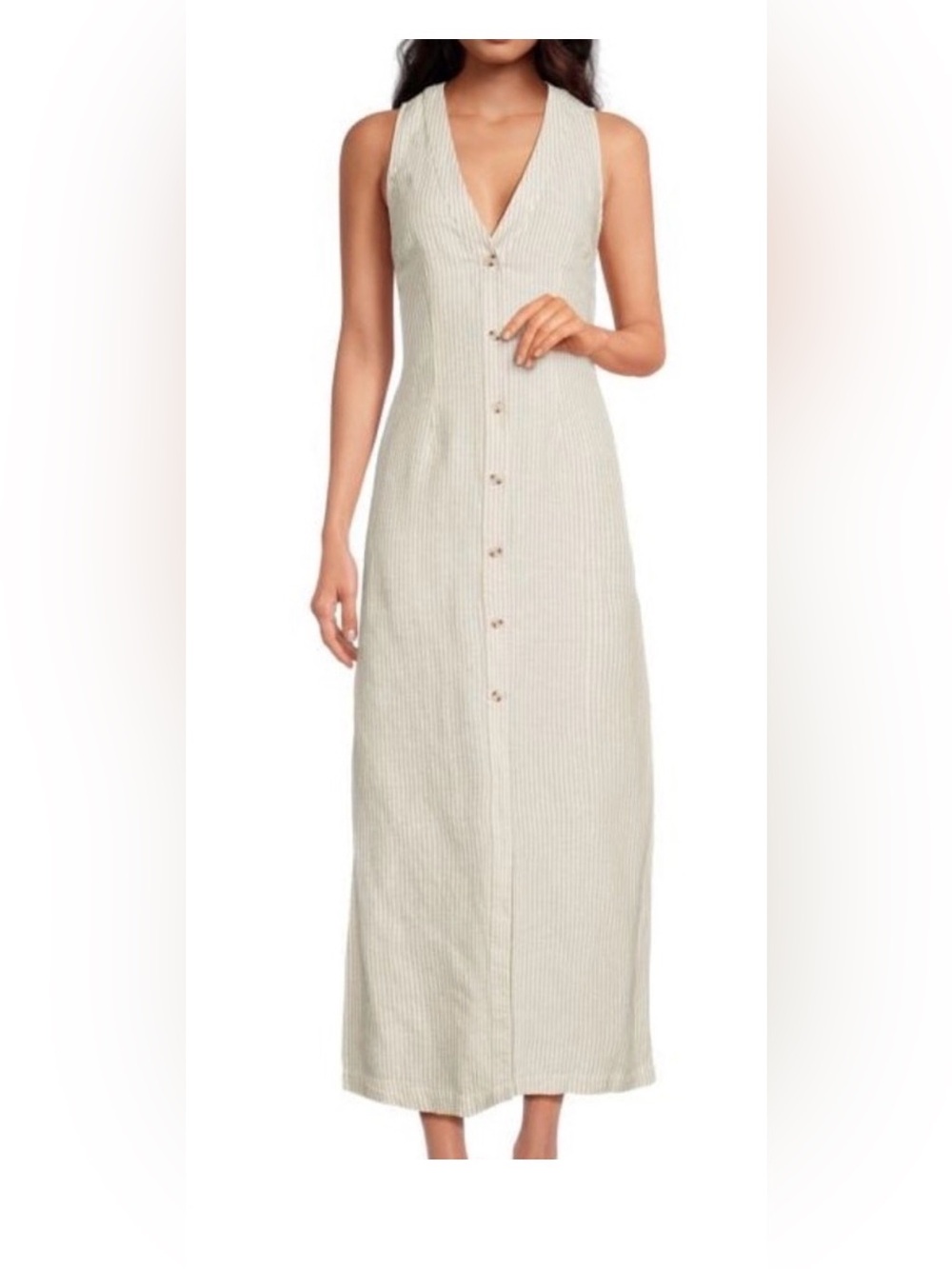 Onia white and tan stripe dress